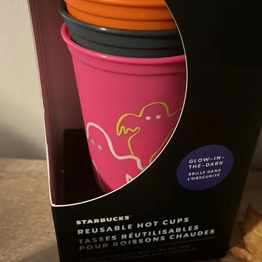 Starbucks Glow In The Dark  Reusable Hot Cups Set of 6 Cups